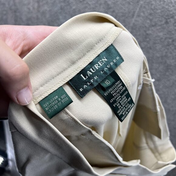 Lauren Ralph Lauren Skirt Womens 10 Beige Long Maxi Back Slit Career Lined - Picture 3 of 8